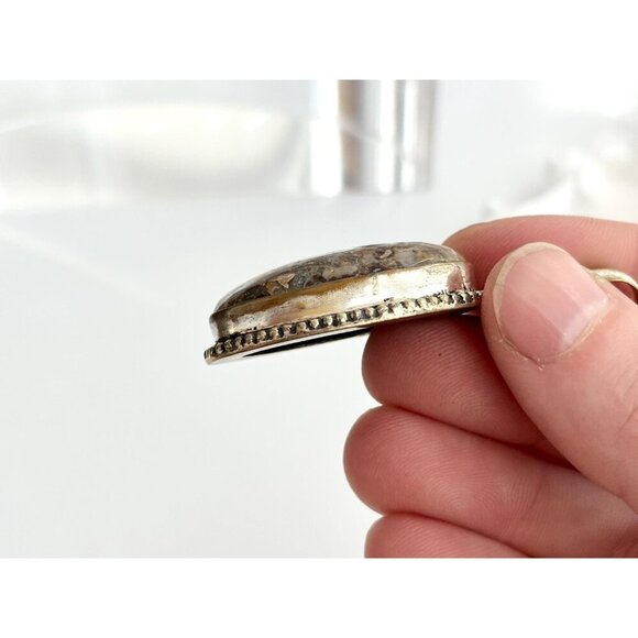 Sugilite Gemstone Oval Shaped Large Sterling Silver Vermeil 925 Vintage Pendant - Picture 3 of 10